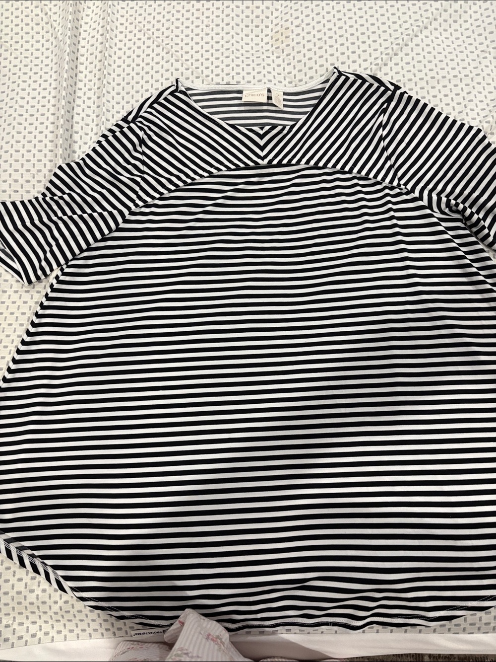 Chico's Black & White Striped Tunic Top